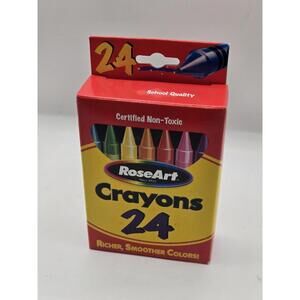 RoseArt Crayons 24 Color Pieces NOS 2002 Discontinued Coloring Art Supplies